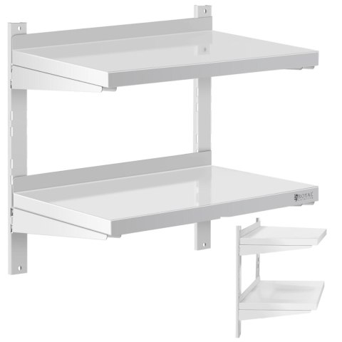 Półka ścienna wisząca gastronomiczna podwójna z regulacją STAL 60 x 40 cm Royal Catering Półka ścienna wisząca gastronomiczna podwójna z regulacją STAL 60 x 40 cm Royal Catering