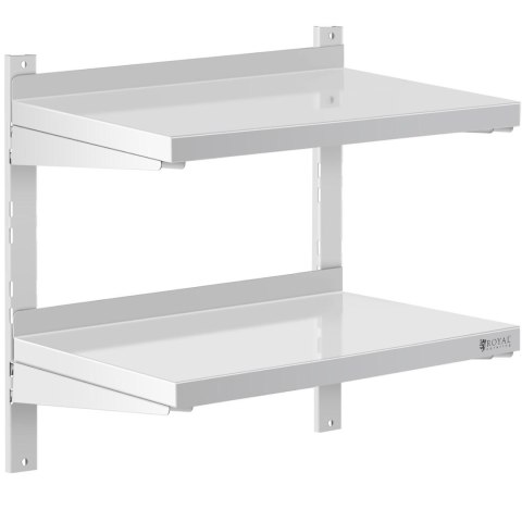 Półka ścienna wisząca gastronomiczna podwójna z regulacją STAL 60 x 40 cm Royal Catering Półka ścienna wisząca gastronomiczna podwójna z regulacją STAL 60 x 40 cm Royal Catering
