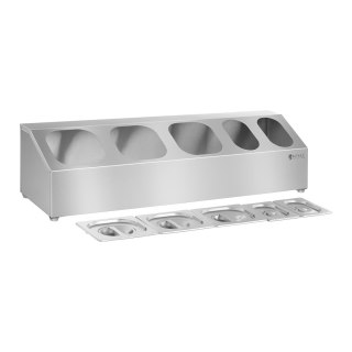 Ekspozytor stojak na pojemniki 3x GN1/6 2x GN1/9 + pokrywki Stal nierdzewna Royal Catering