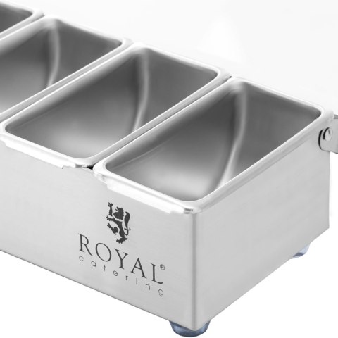 Pojemnik organizer barmański na dodatki do drinków z pokrywką 5 x 0,4 l Royal Catering Pojemnik organizer barmański na dodatki do drinków z pokrywką 5 x 0,4 l Royal Catering