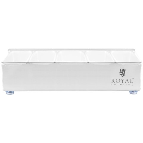 Pojemnik organizer barmański na dodatki do drinków z pokrywką 5 x 0,4 l Royal Catering Pojemnik organizer barmański na dodatki do drinków z pokrywką 5 x 0,4 l Royal Catering