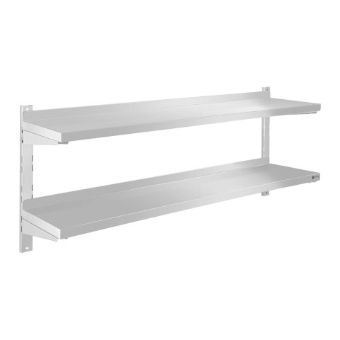 Półka ścienna stalowa wisząca podwójna z regulacją 140cm Royal Catering Półka ścienna stalowa wisząca podwójna z regulacją 140cm Royal Catering