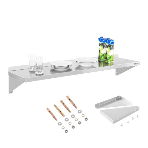 Półka ścienna wisząca stalowa nierdzewna pojedyncza 120cm 35 kg Royal Catering Półka ścienna wisząca stalowa nierdzewna pojedyncza 120cm 35 kg Royal Catering