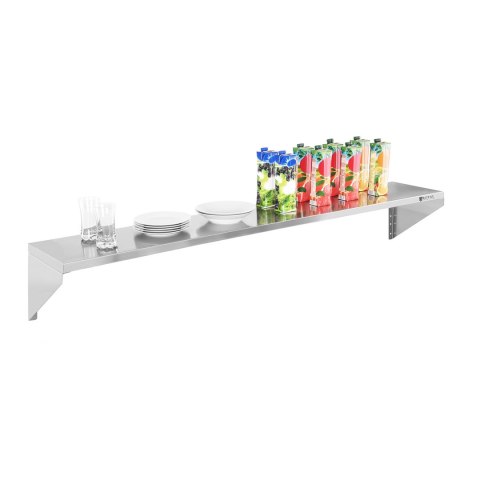 Półka ścienna wisząca stalowa nierdzewna pojedyncza 180cm Royal Catering Półka ścienna wisząca stalowa nierdzewna pojedyncza 180cm Royal Catering