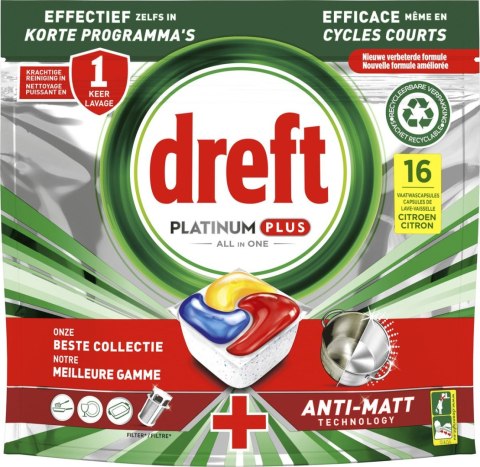 Dreft Platinum Plus All in One Anti-Matt Kapsułki do Zmywarki 16 sztuk Procter & Gamble Dreft Platinum Plus All in One Anti-Matt Kapsułki do Zmywarki 16 sztuk Procter & Gamble