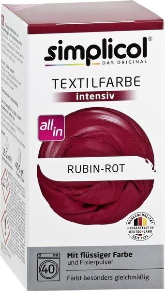 SIMPLICOL Barwnik do tkanin INTENSIV RUBIN-CZERWONY 560g SIMPLICOL Barwnik do tkanin INTENSIV RUBIN-CZERWONY 560g