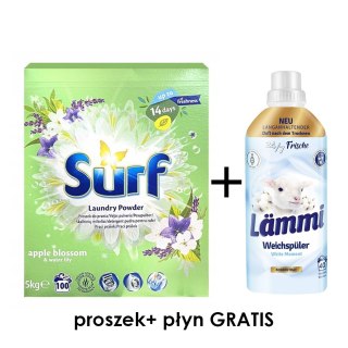 SURF proszek do prania 5kg Apple Blossom 100p+gratis płyn do płukania 1l