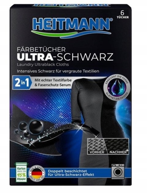 HEITMANN Chusteczki przywracające czerń 6sztuk HEITMANN Chusteczki przywracające czerń 6sztuk