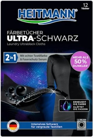 Heitmann Ultra Schwarz 2in1 Chusteczki Odnawiające Czerń 12 szt. Brauns-Heitmann GmbH & Co. KG