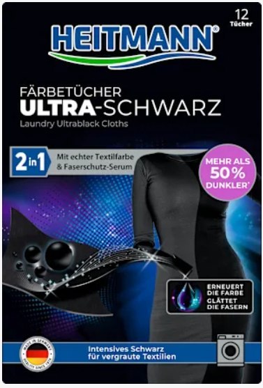 Heitmann Ultra Schwarz 2in1 Chusteczki Odnawiające Czerń 12 szt. Brauns-Heitmann GmbH & Co. KG Heitmann Ultra Schwarz 2in1 Chusteczki Odnawiające Czerń 12 szt. Brauns-Heitmann GmbH & Co. KG