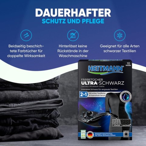Heitmann Ultra Schwarz 2in1 Chusteczki Odnawiające Czerń 12 szt. Brauns-Heitmann GmbH & Co. KG Heitmann Ultra Schwarz 2in1 Chusteczki Odnawiające Czerń 12 szt. Brauns-Heitmann GmbH & Co. KG