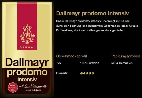 Dallmayr Prodomo Intensiv 100% Arabica Kawa Mielona 500 g Dallmayr