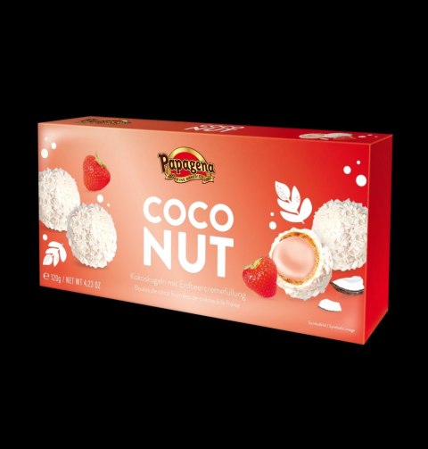 Papagena Kulki Kokosowe z Kremem Truskawkowym 120 g Papagena Kulki Kokosowe z Kremem Truskawkowym 120 g